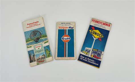 Road Maps, 60's 70's Gas Station Road Maps From Sinclair, Gulf, and Sunoco Set of 3 All Included ...