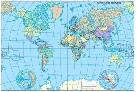 Planisferio con división política y nombres 🌎 Descargar Imprimir PDF