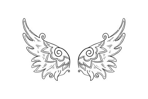 Premium Vector | Sketch angel wings angel feather wing vector illustration