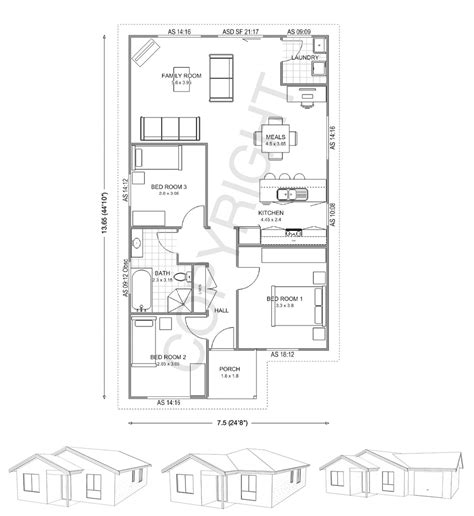 Bowen Narrow 3 Bedroom Kit Home Floor Plan | Met Kit Homes