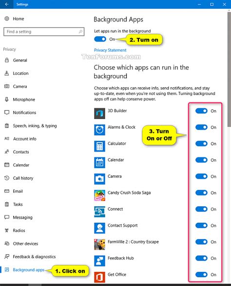 Background Apps - Turn On or Off in Windows 10 - Windows 10 Tutorials