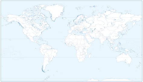 Large world outline map with country borders and rivers - Cosmographics Ltd