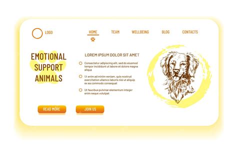 Premium Vector | Emotional support animal golden retriever landing page