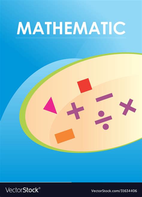 Children math book cover template Royalty Free Vector Image