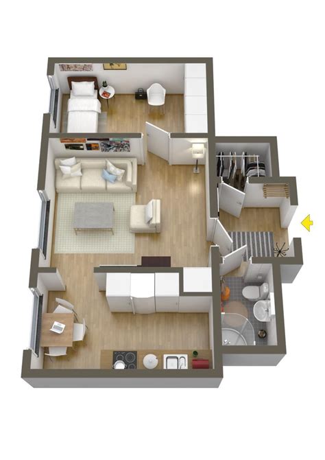 40 More 1 Bedroom Home Floor Plans | House floor plans, Small house plans, Apartment layout