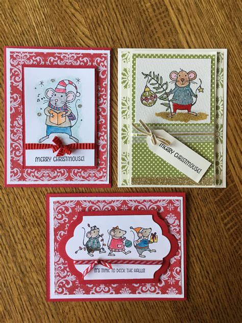 Christmas cards made with Stampin' Up Merry Mice stamp set. | Stamped ...