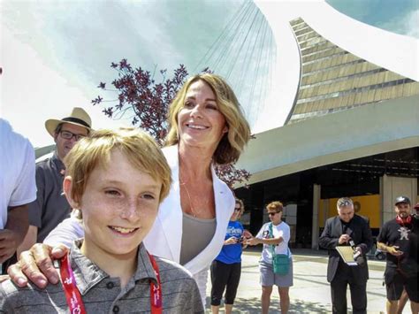 Nadia Comaneci visits the Olympic Park with her son Dylan to mark the ...