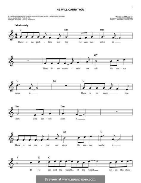 He Will Carry You by S.W. Brown - sheet music on MusicaNeo