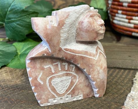 Native American Alabaster Carving -Chief (34ra2) - Mission Del Rey ...