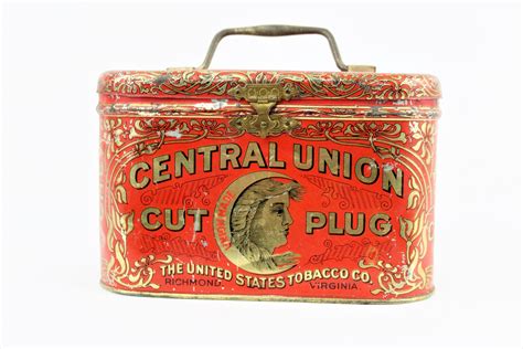 Antique Tobacco Tin / Central Union Tobacco / Tobacco Tin / Tobacciana