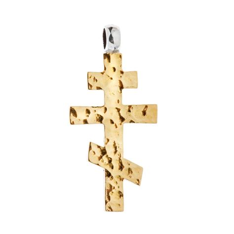 Designer Savati Gold & Silver Patriarchal Cross Pendant | CultureTaste