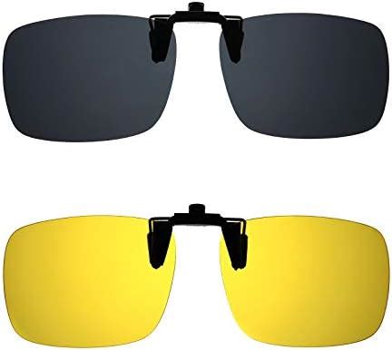 Amazon.com: [Pack of 2] Polarized Unisex Clip On Flip Up Sunglasses Over Prescription and ...