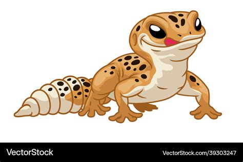 Cute cartoon leopard gecko Royalty Free Vector Image