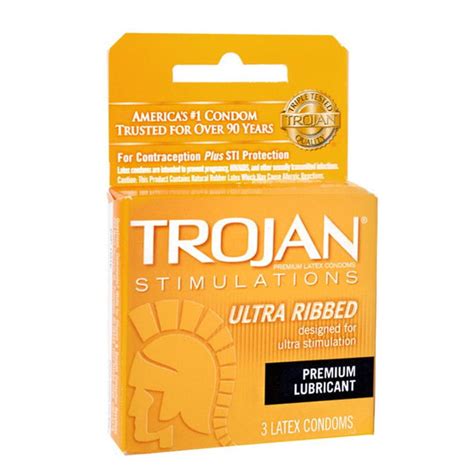 Wholesale Trojan Ultra Ribbed Condoms - Box of 3 - Weiner's LTD