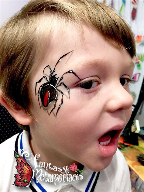 3D redback spider face paint | Spider face painting, Face painting ...