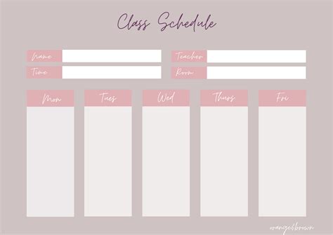 FREE!!!! Class Schedule Template | Class schedule template, Timetable ...