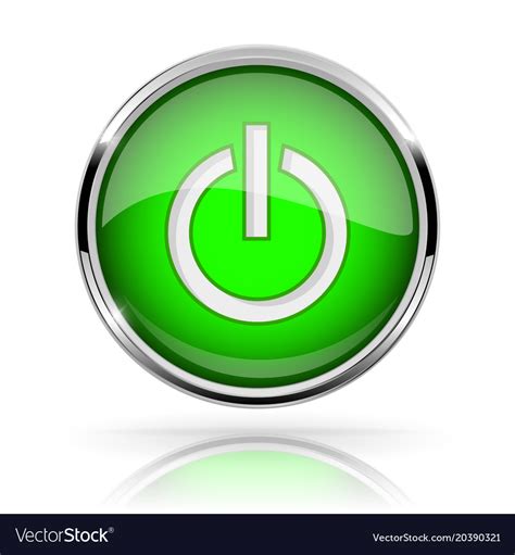 Green round media button power button shiny icon Vector Image