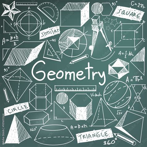 Geometry math theory and mathematics doodle icon in blackboard ...