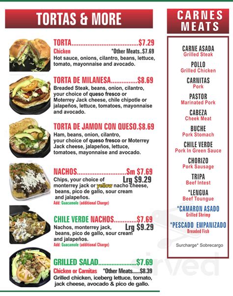 Tacos La Villa menus in Shafter, California, United States