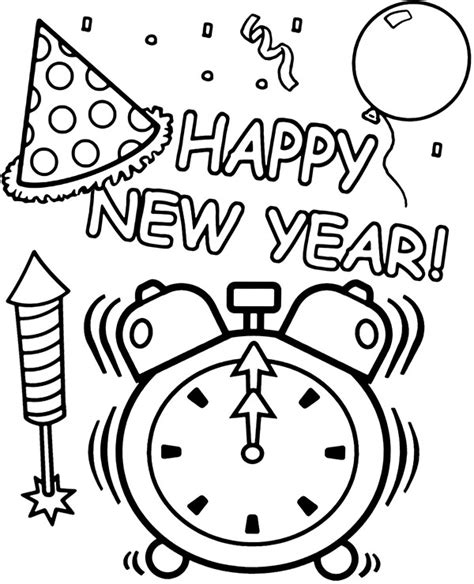 Printable Happy New Year coloring card