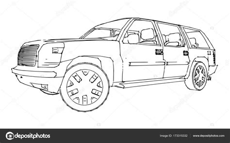 Suv car outline drawing of a hand. — Stock Vector © Vladimir-Hapaev #173315332