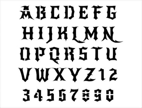 GOTHIC Alphabet Stencil 1 Inch Dark Style Devil Evil Font Set - Etsy