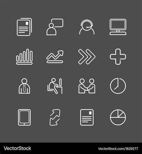 Business white line icons set Royalty Free Vector Image