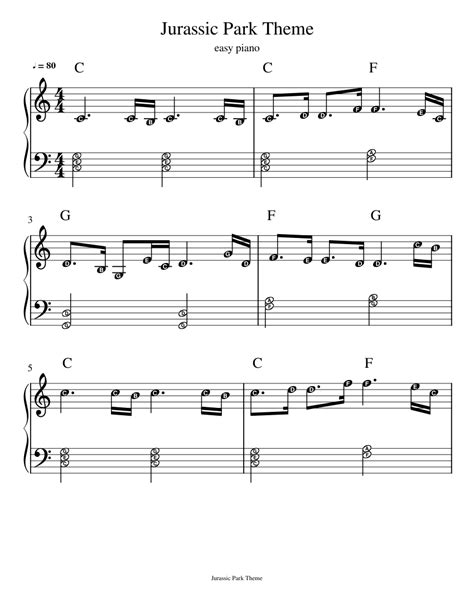 Jurassic_Park_Theme Sheet music for Piano (Solo) | Musescore.com