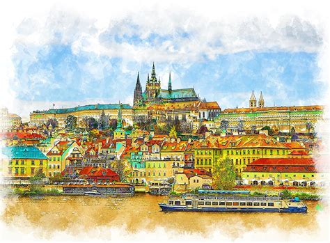 Prague, Czech Republic Painting by ArtMarketJapan