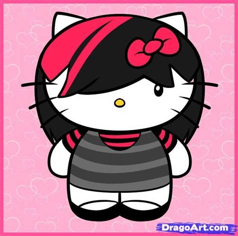 How to Draw Emo Hello Kitty, Emo Kitty | Frases