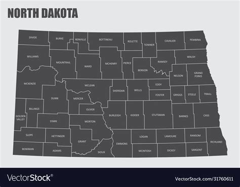 North dakota county map Royalty Free Vector Image