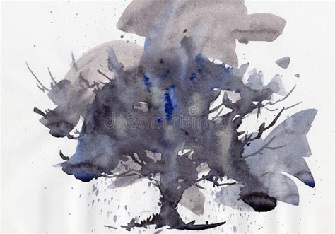 Tree Abstract Painting in Watercolor Artwork Decorative Art Stock Illustration - Illustration of ...