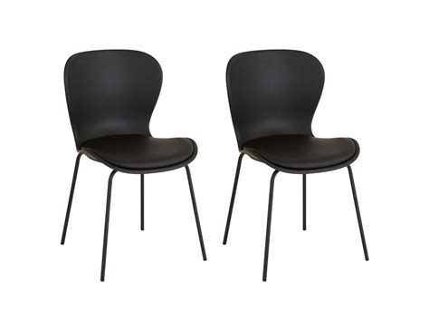 ETTA CHAIR Black plastic and faux leather dining chair with black metal legs | Buy now at Habita ...
