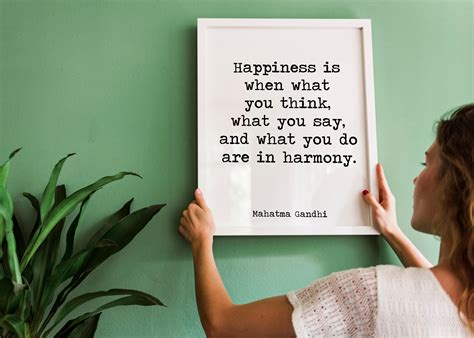 Gandhi Quote Happiness Print Happiness is When What You | Etsy