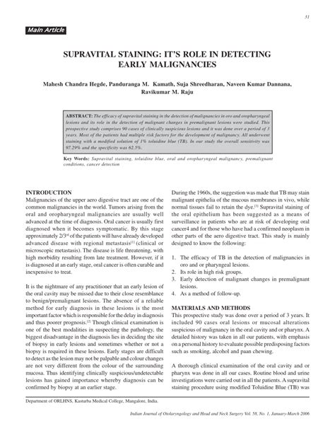 (PDF) Supravital staining: It's role in detecting early malignancies