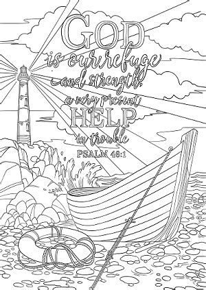 Psalm 46:1 Coloring Page - Spiritual Drawing 6 of 10