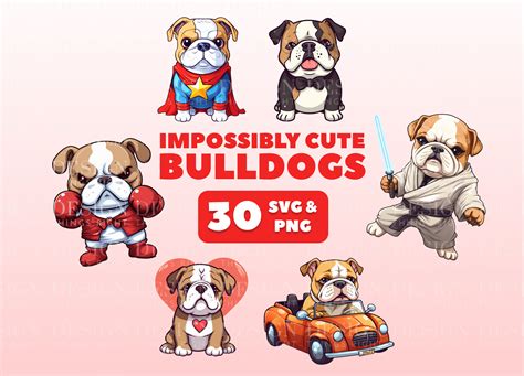 Cute Bulldog Clipart Stickers Kawaii Digital Stickers Scrapbooking ...