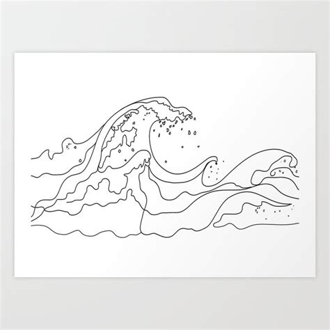 Minimal Line Art Ocean Waves Art Print by Nadja | Society6