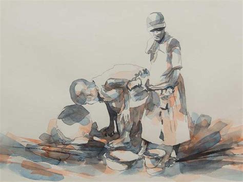 Lot - Kenneth Thabo (SA 20th C) Watercolour plus 8 Paintings by Various ...