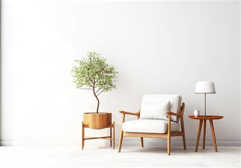 Premium Photo | Modern minimalist white living room with armchair and ...