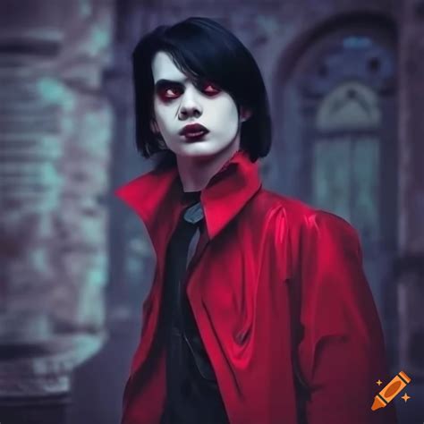 Image of a male vampire in a gothic living room on Craiyon