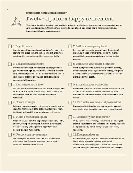 Retirement Planning Checklist Template ~ MS Excel Templates