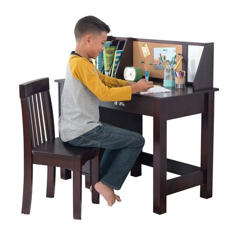 KidKraft KidKraft Wooden Study Desk with Chair - Espresso, Drawers, Extra Storage, Handles ...