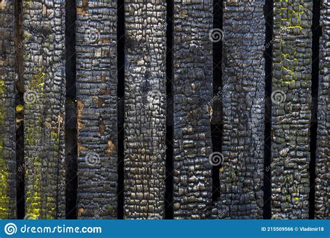 The Charred Wall of the House. Building after the Fire Stock Photo ...