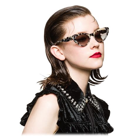 Miu Miu - Miu Miu Catwalk Sunglasses with Crystals - Cat Eye - Havana ...