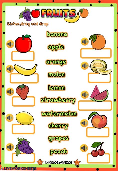 Fruits online worksheet for Beginners. You can do the exercises online ...