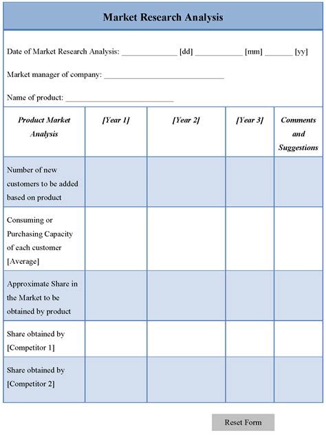 Market research analysis template | Editable Forms