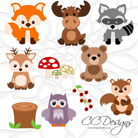 Woodland Animal SVG Set Cute Baby Forest Animals Clip Art - Etsy Australia