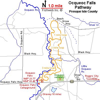 Ocqueoc Falls Forest Pathway Map Presque Isle County Michigan Interactive™