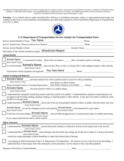 How to Fill Up DOT Service Animal Air Transportation Form To Fly With Your Service Dog